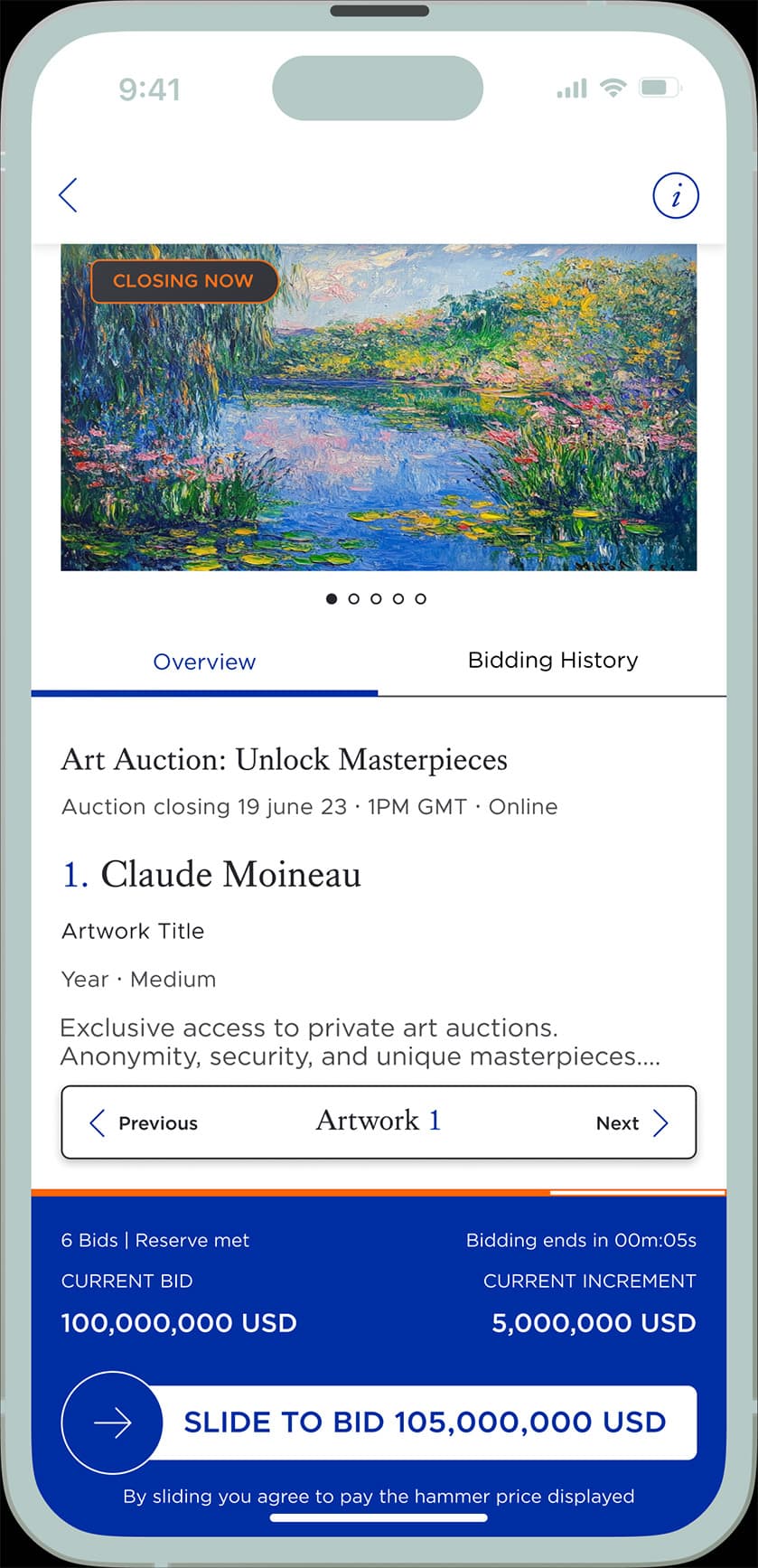 Auction LIVE. Closing Lot1.