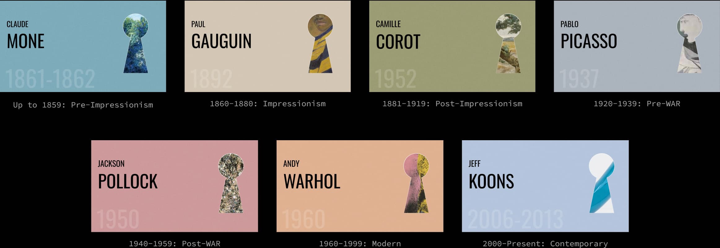 ui design / colors / periods cards